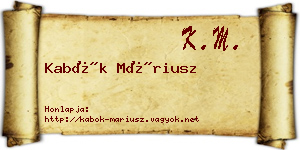 Kabók Máriusz névjegykártya